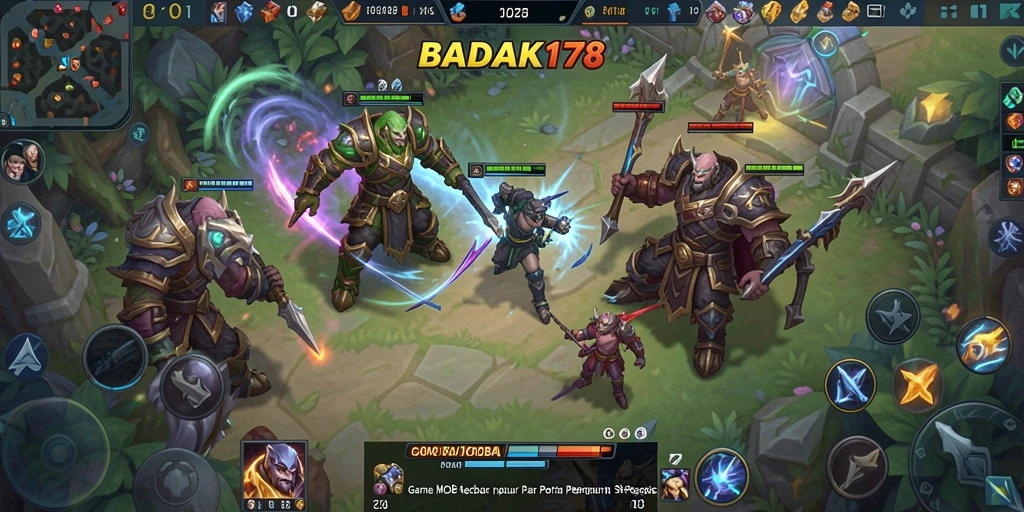 Tampilan gameplay spektakuler BADAK178 yang mengedepankan aksi dan strategi MOBA.