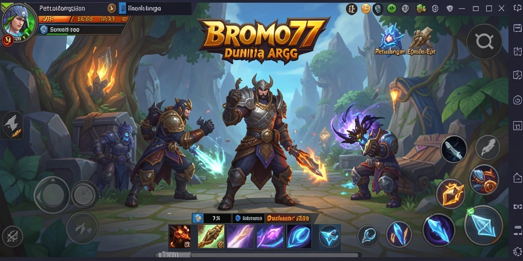 Tampilan gameplay mendebarkan dalam BROMO77 dengan pertarungan yang seru.