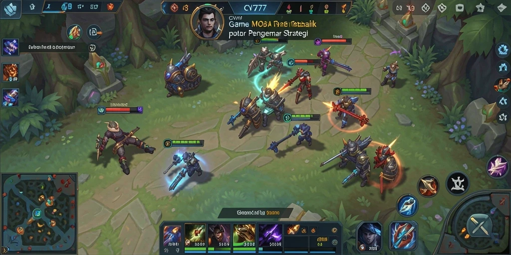 Tampilan gameplay intens dari CV777 dengan aksi hero MOBA.