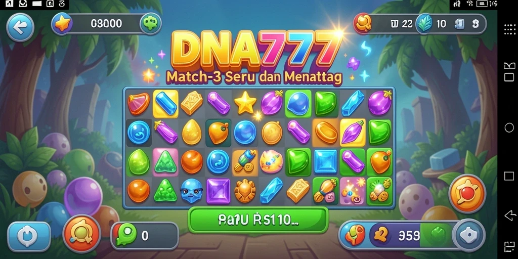 Tampilan gameplay DNA777 yang penuh warna dan menantang.