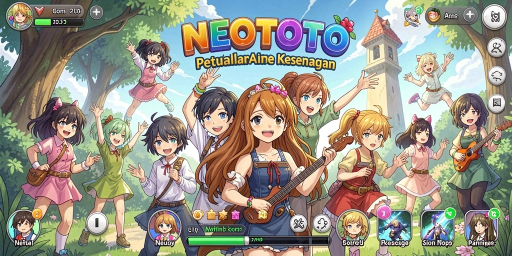 Screenshot NEOTOTO menampilkan karakter anime beraksi dalam pertarungan seru.