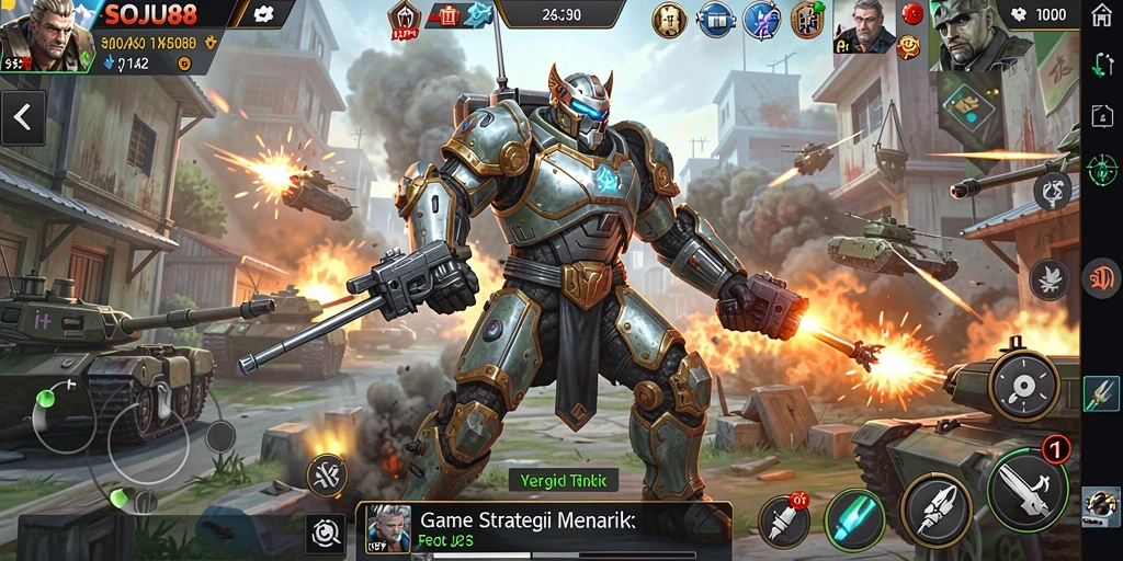 Screenshot utama SOJU88 menunjukkan aksi pertempuran strategis yang mendebarkan.