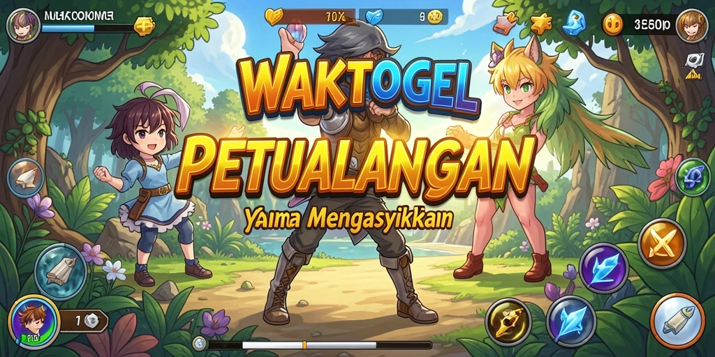 Screenshot gameplay WAKTOGEL menampilkan karakter anime yang dinamis.